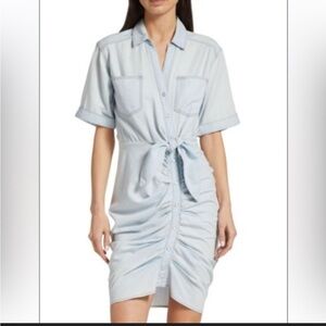 Veronica Beard Light Blue Tie-Front Midi Dress